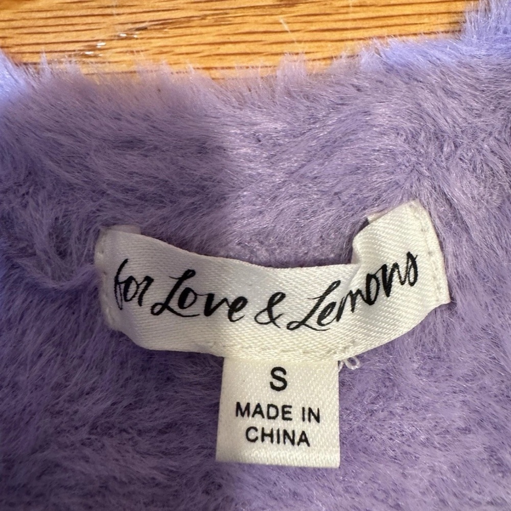 For Love & Lemons Finley Fuzzy Mini Dress Rhinestones Lavender Size Small - Picture 12 of 16